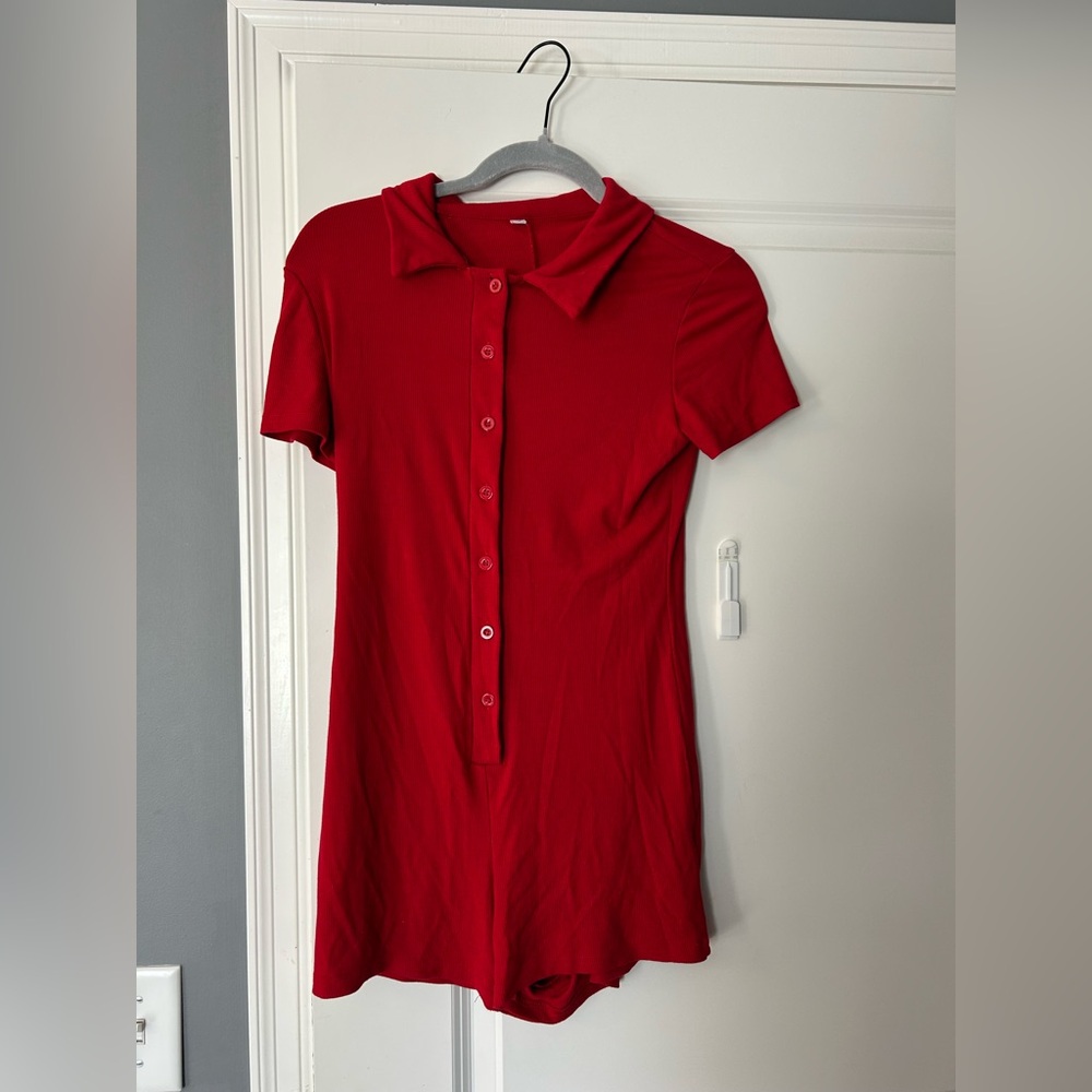 Amazon Red Button-Up Romper